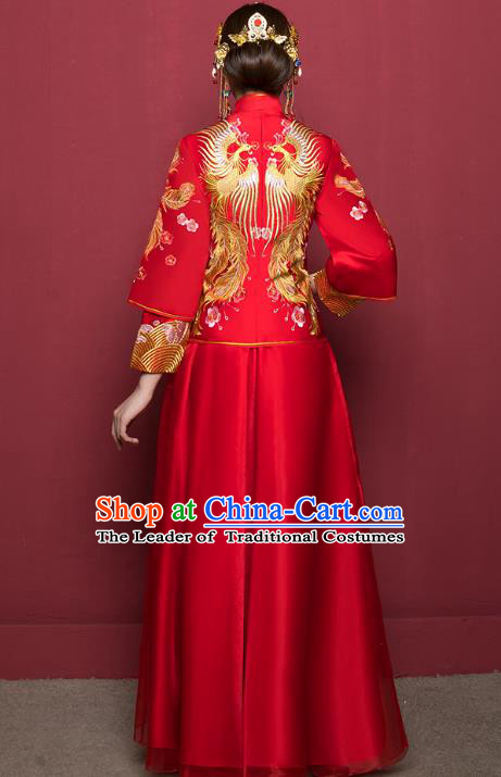 Traditional Chinese Wedding Costumes Traditional Xiuhe Suits Wedding Bride Dress Ancient Chinese bridal hair Accessory Headwear