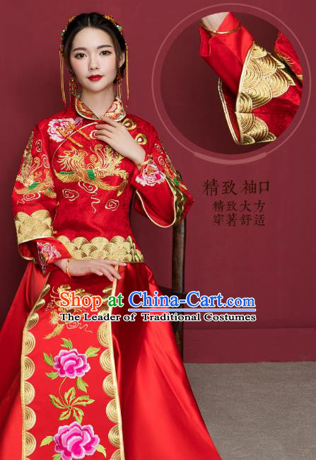 Traditional Chinese Wedding Costumes Traditional Xiuhe Suits Wedding Bride Dress Ancient Chinese bridal hair Accessory Headwear