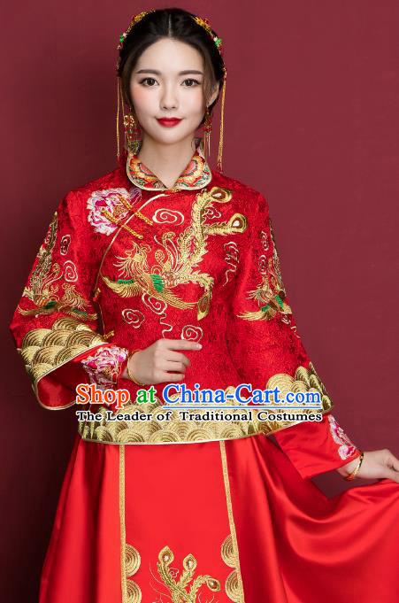 Traditional Chinese Wedding Costumes Traditional Xiuhe Suits Wedding Bride Dress Ancient Chinese bridal hair Accessory Headwear