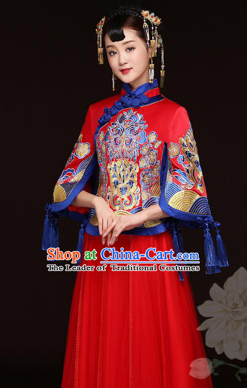 Traditional Chinese Wedding Costumes Traditional Xiuhe Suits Wedding Bride Dress Ancient Chinese bridal hair Accessory Headwear