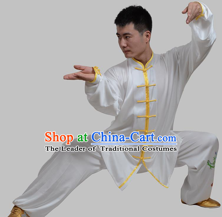 Top Grade China Martial Arts Costume Kung Fu Training Painting Fishes Clothing, Chinese Tai Ji Uniform Gongfu Wushu Costume for Women for Men