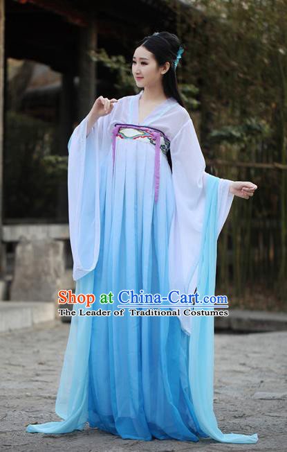Traditional Ancient Chinese Princess Costume Blouse and Skirt, Elegant Hanfu Clothing Chinese Tang Dynasty Palace Lady Embroidered Dress for Women