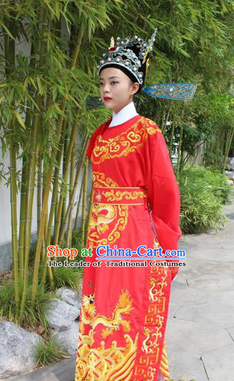 Traditional China Beijing Opera Costume Gifted Scholar Embroidered Robe and Hat Ancient Chinese Peking Opera Embroidery Clothing