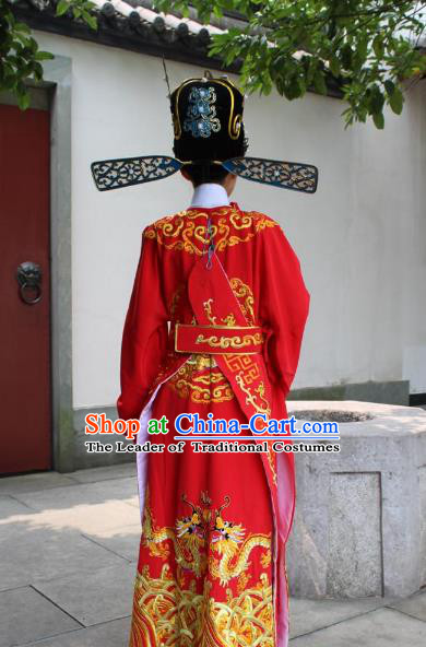 Traditional China Beijing Opera Costume Gifted Scholar Embroidered Robe and Hat Ancient Chinese Peking Opera Embroidery Clothing