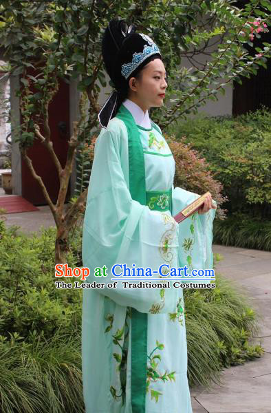 Traditional China Beijing Opera Costume Gifted Scholar Embroidered Robe and Hat Ancient Chinese Peking Opera Embroidery Clothing