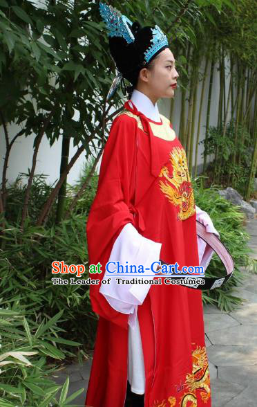 Traditional China Beijing Opera Costume Gifted Scholar Embroidered Robe and Hat Ancient Chinese Peking Opera Embroidery Clothing