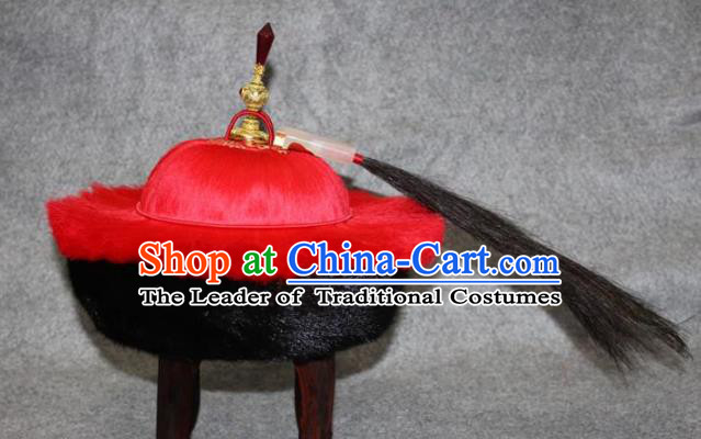 Traditional Handmade Chinese Ancient Classical Hair Accessories Peking Opera Royal Highness Hat, China Beijing Opera Qing Dynasty Manchu Minister Headwear