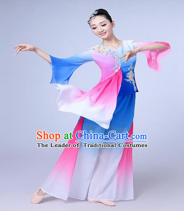 Traditional Chinese Classical Dance Yangge Fan Dance Costume, Chinese Classical Dance Folk Dance Uniform Yangko Clothing for Women