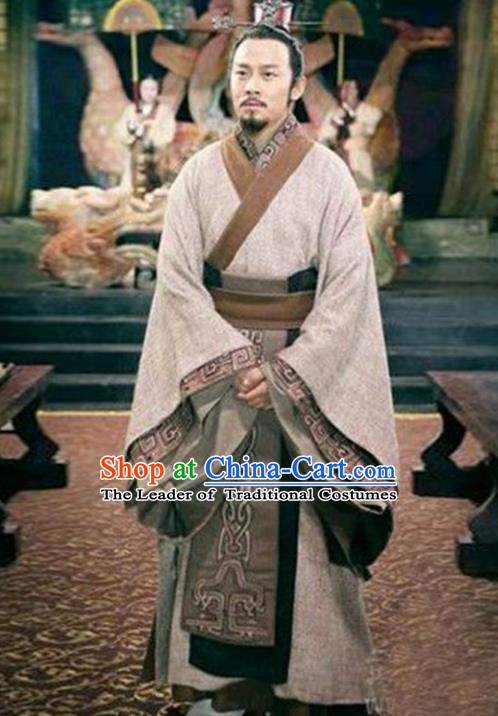 Traditional Chinese Ancient Minister Chancellor Costume, Elegant Hanfu Clothing Chinese Ancient Qin Dynasty Prime Minister Embroidery Robe Clothing