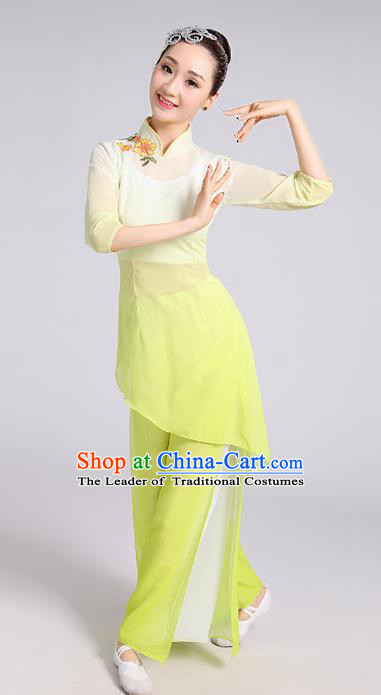 Traditional Chinese Yangge Fan Dancing Costume Modern Dance Dress Clothing and Headwear