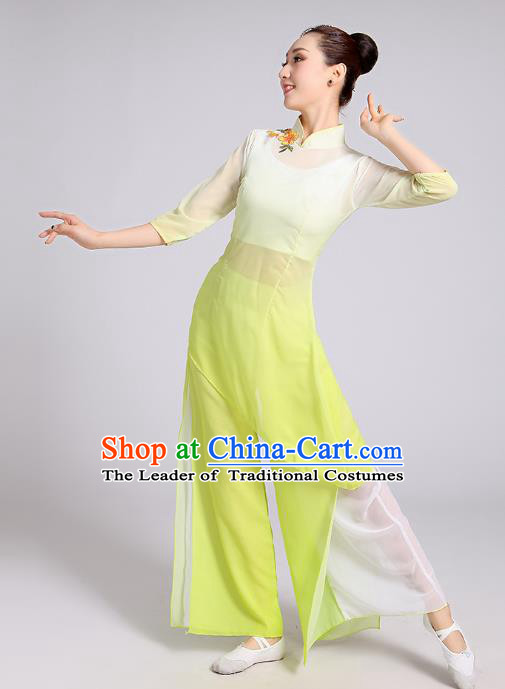 Traditional Chinese Yangge Fan Dancing Costume Modern Dance Dress Clothing and Headwear