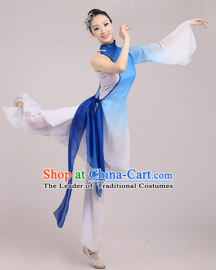 Traditional Chinese Yangge Fan Dancing Costume Modern Dance Dress Clothing and Headwear