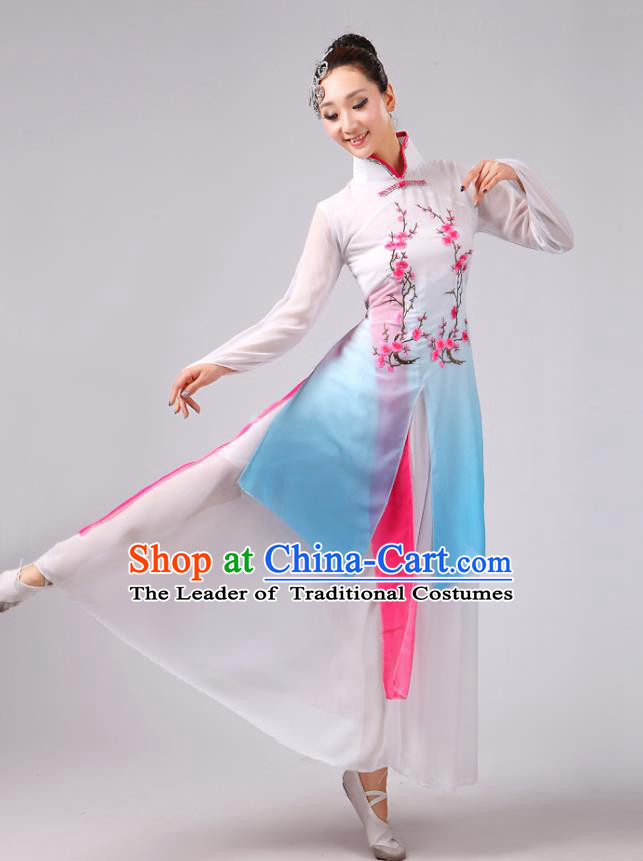 Traditional Chinese Yangge Fan Dancing Costume Modern Dance Dress Clothing and Headwear