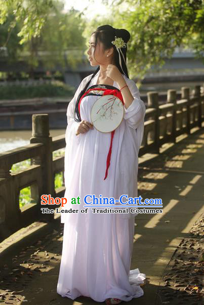 Traditional Chinese Tang Dynasty Imperial Concubine Costume Embroidery Blouse and Slip Skirt, Elegant Hanfu Clothing Chinese Ancient Princess Clothing for Women