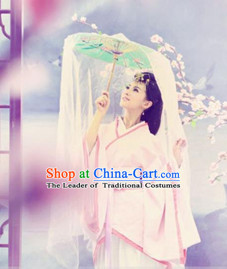 Traditional Ancient Chinese Imperial Consort Costume, Elegant Hanfu Clothing Chinese Han Dynasty Palace Lady Tailing Embroidered Pink Dress Clothing for Women