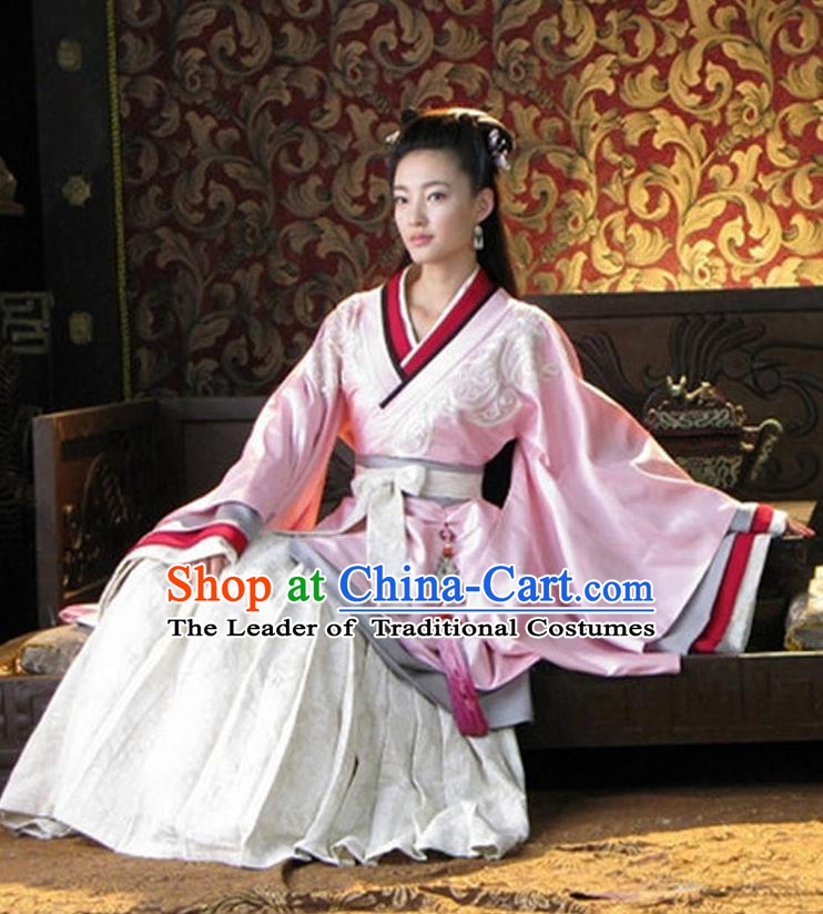 Traditional Ancient Chinese Imperial Consort Costume, Elegant Hanfu Clothing Chinese Han Dynasty Palace Princess Tailing Embroidered Clothing for Women
