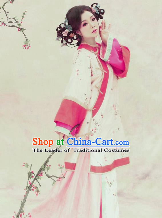 Traditional Ancient Chinese Republic of China Princess Costume Imperial Consort Xiuhe Suit, Elegant Hanfu Clothing Chinese Qing Dynasty Nobility Dowager Clothing for Women