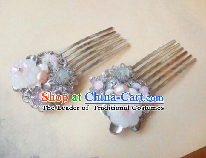 Traditional Handmade Chinese Ancient Classical Hanfu Hair Accessories Palace Lady Shell Hair Comb, Princess Hairpins Hair Stick Headwear for Women