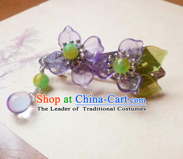 Traditional Handmade Chinese Ancient Classical Hair Accessories Tassel Hairpin Purple Hair Claw Headwear Hair Stick for Women