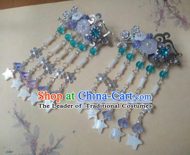 Traditional Handmade Chinese Ancient Classical Hair Accessories Hairpins Stars Tassel Hair Comb for Women