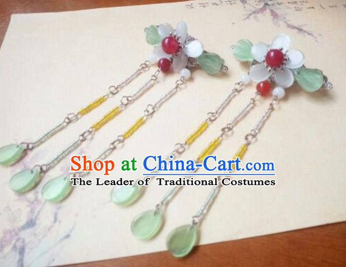 Traditional Handmade Chinese Ancient Classical Hair Accessories Tassel Hairpins Step Shake Headwear for Women
