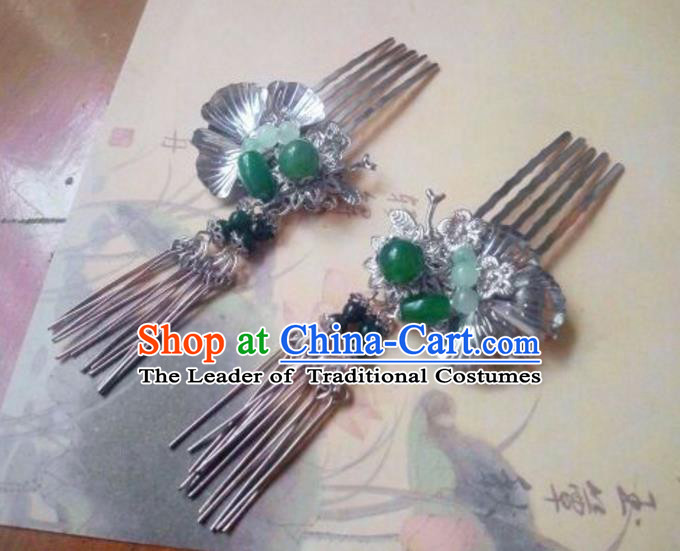 Traditional Handmade Chinese Ancient Classical Hanfu Hair Accessories Tassel Hair Comb, Princess Palace Lady Tassel Hairpins Hair Stick for Women