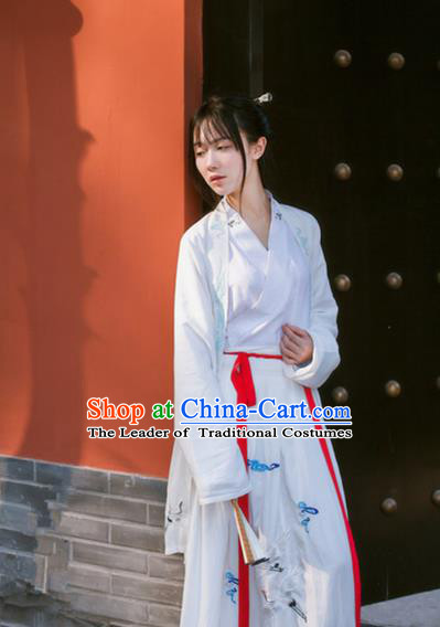 Traditional Ancient Chinese Song Dynasty Young Lady Fairy Costume, Elegant Hanfu Clothing Chinese Princess Embroidered Clothing for Women