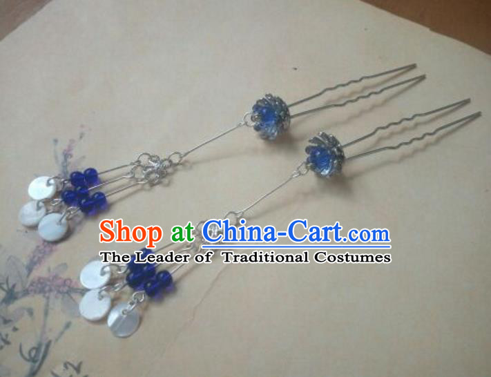 Traditional Handmade Chinese Ancient Classical Hanfu Hair Accessories Palace Lady Tassel Step Shake, Princess Headpiece Hairpins Hair Fascinators for Women