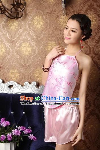 Traditional Chinese Ming Dynasty Princess Pink Bellyband, China Ancient Palace Lady Stomachers Embroidery Undergarment for Women