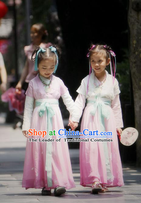 Traditional Ancient Chinese Princess Costume, Elegant Hanfu Clothing Chinese Han Dynasty Palace Lady Embroidered Clothing for Kids