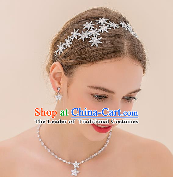 Top Grade Handmade Classical Hair Accessories Baroque Style Princess Crystal Stars Hair Clasp Headwear for Women