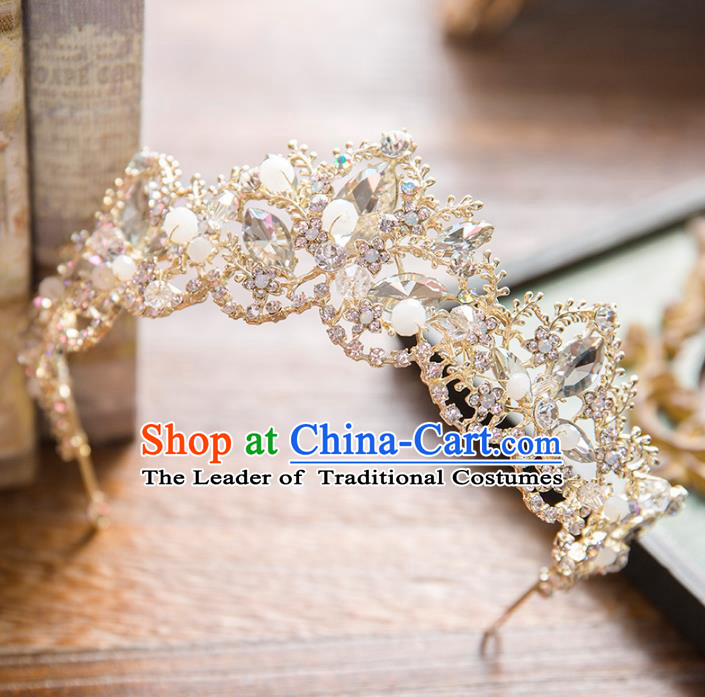 Top Grade Handmade Classical Hair Accessories Baroque Style Princess Crystal Royal Crown Hair Clasp Headwear for Women