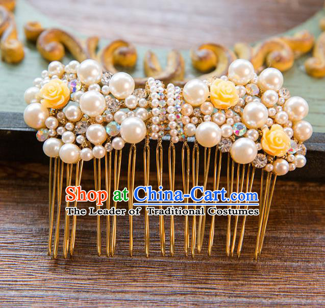 Top Grade Handmade Classical Hair Accessories Baroque Style Princess Hair Comb Headwear for Women