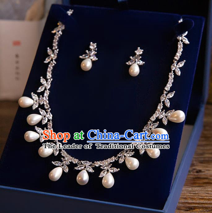 Top Grade Handmade Classical Jewelry Accessories Baroque Style Princess Pearls Necklace and Earrings for Women