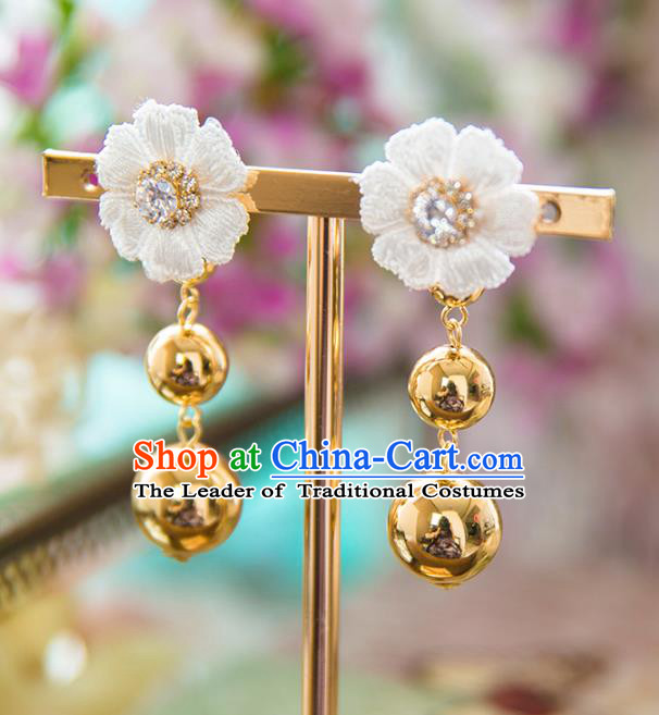 Top Grade Handmade Classical Jewelry Accessories Eardrop Baroque Style Princess Pink Beads Earrings Headwear for Women