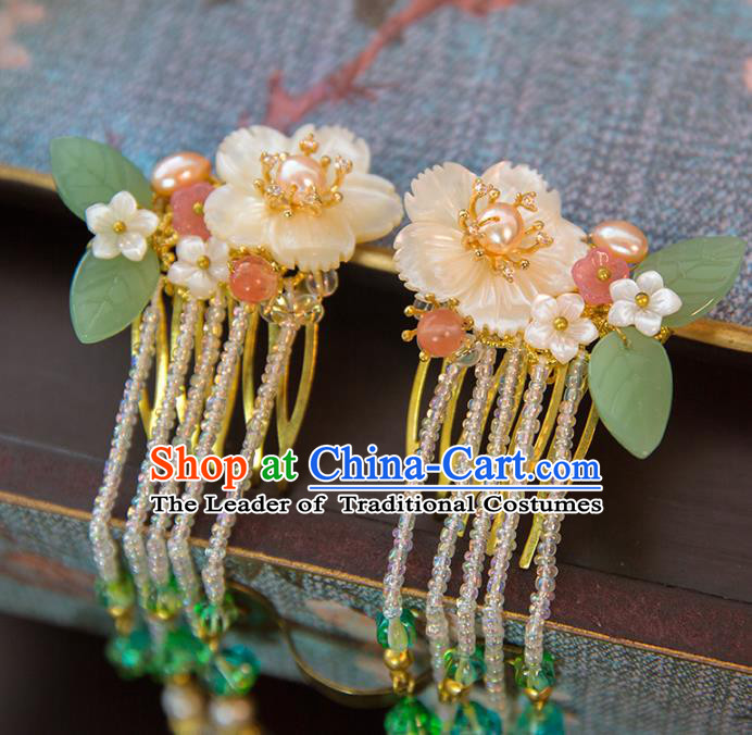 Aisan Chinese Handmade Classical Hair Accessories Hanfu Shell Flowers Hair Clip, China Xiuhe Suit Hairpins Wedding Headwear for Women