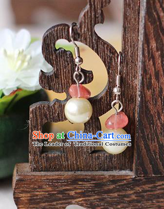 Chinese Handmade Classical Accessories Hanfu Earrings, China Xiuhe Suit Wedding Pearls Tassel Eardrop for Women