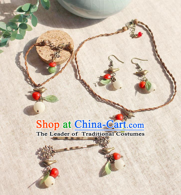 Chinese Handmade Classical Accessories Hanfu Bracelets and Earrings for Women