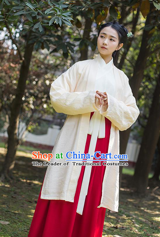 Traditional Chinese Hanfu Costumes Ancient Song Dynasty Young Lady Embroidered BeiZi Blouse and Slip Skirts Complete Set