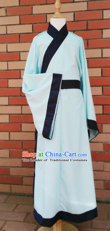 Traditional Asian China Han Dynasty Costume Chinese Hanfu Green Long Robe for Men