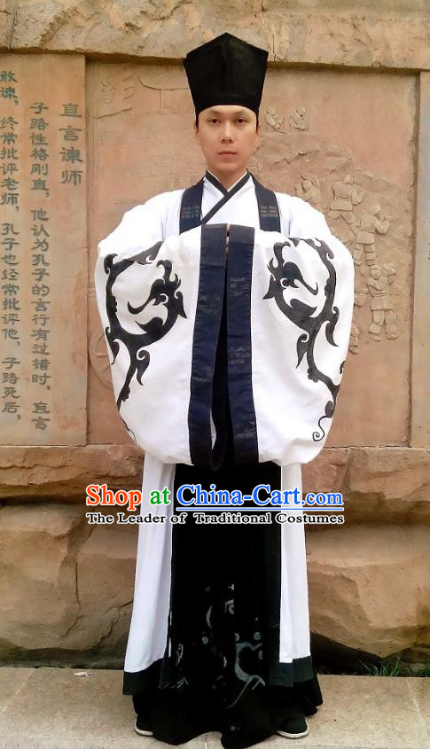Traditional Oriental China Han Dynasty Costume Ancient Officer Gwanbok Cloak and Long Robe for Men