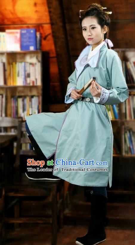 Traditional Chinese Hanfu Costumes Ancient Ming Dynasty Imperial Guards Green Robe for Women