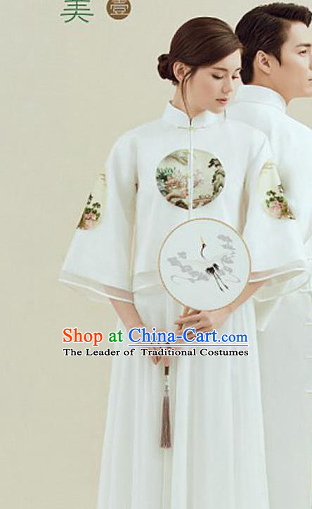 Traditional Ancient Chinese Republic of China Qipao Costume Blouse and Skirt, Chinese Manchu Young Lady Embroidered Cheongsam for Women