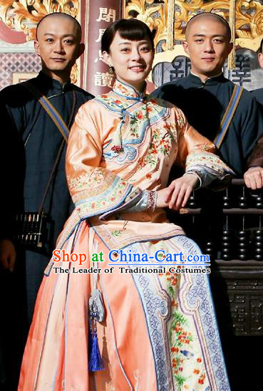 Traditional Ancient Chinese Republic of China Costume Embroidery Blouse and Skirt, Chinese Late Qing Dynasty Young Lady Embroidered Cheongsam for Women