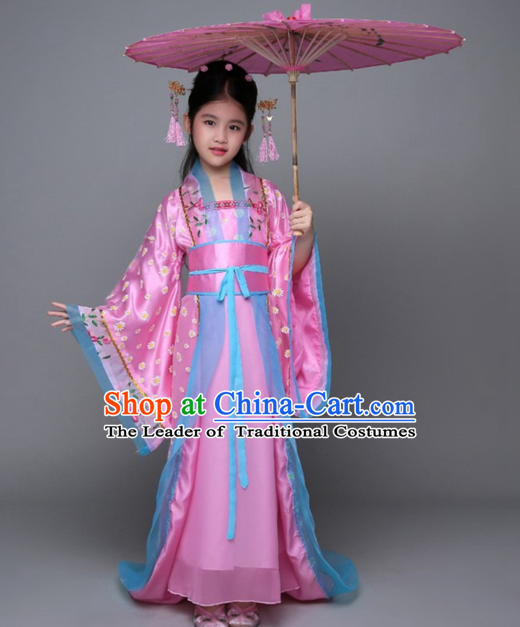 Ancient Chinese Palace Royal Princess Costume and Hair Jewelry Complete Set for Girls Children Kids