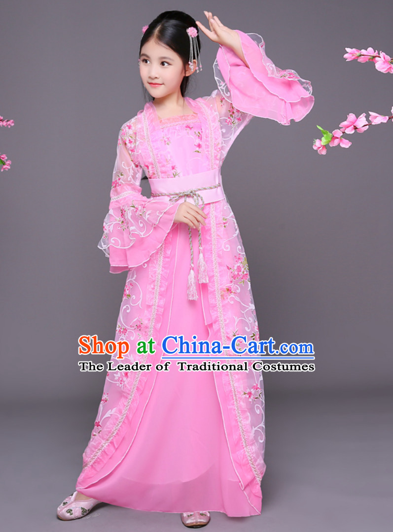 Ancient Chinese Palace Princess Costume and Headpieces Complete Set for Girls Children Kids