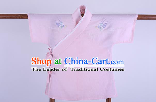 Ancient Chinese Palace Princess Hanfu Costume, Traditional China Song Dynasty Young Lady Clothing Embroidery Pink Blouse