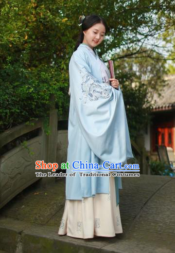 Traditional Chinese Ancient Princess Hanfu Costumes, Asian China Jin Dynasty Palace Lady Embroidery Wide Sleeve Cape for Women