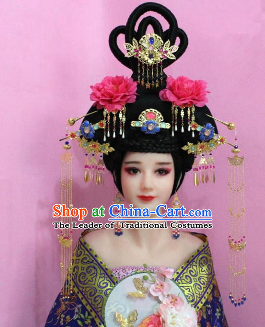 Traditional Handmade Hair Accessories Chinese Palace Lady Phoenix Coronet, China Xiuhe Suit Tassel Cloisonne Hairpins for Women