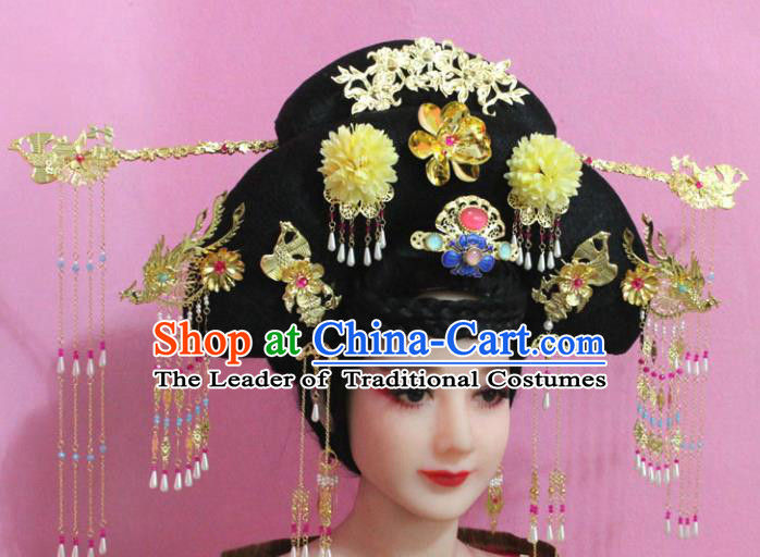 Traditional Handmade Chinese Ancient Classical Hair Accessories Bride Wedding Barrettes Empress Phoenix Coronet Hairpins